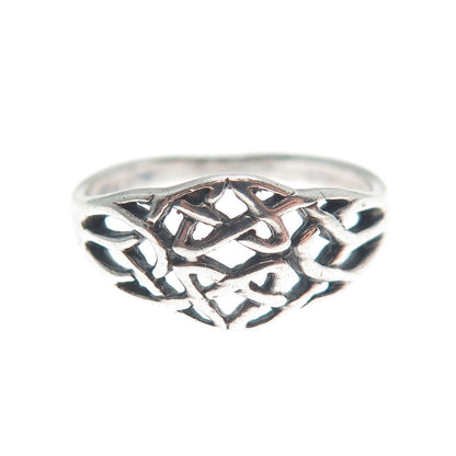 925 Sterling Silver Vintage Celtic Knot Oxidized Ring Size 7