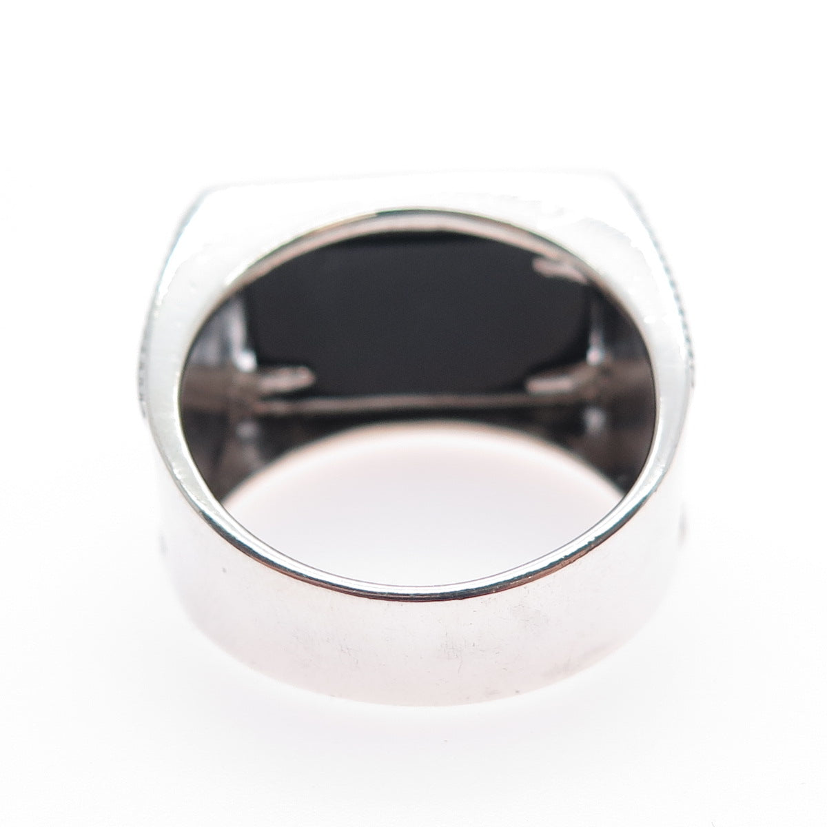 925 Sterling Silver Real Black Onyx Dad Ring Size 10.25