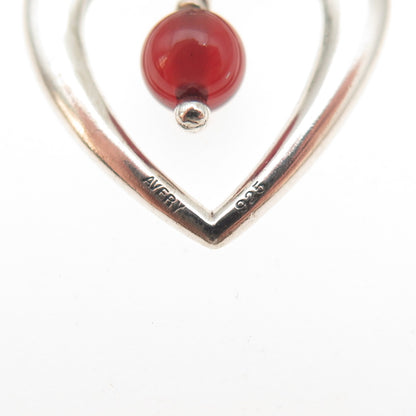 James Avery 925 Sterling Vintage Real Red Garnet Heart Cable Chain Necklace 24"