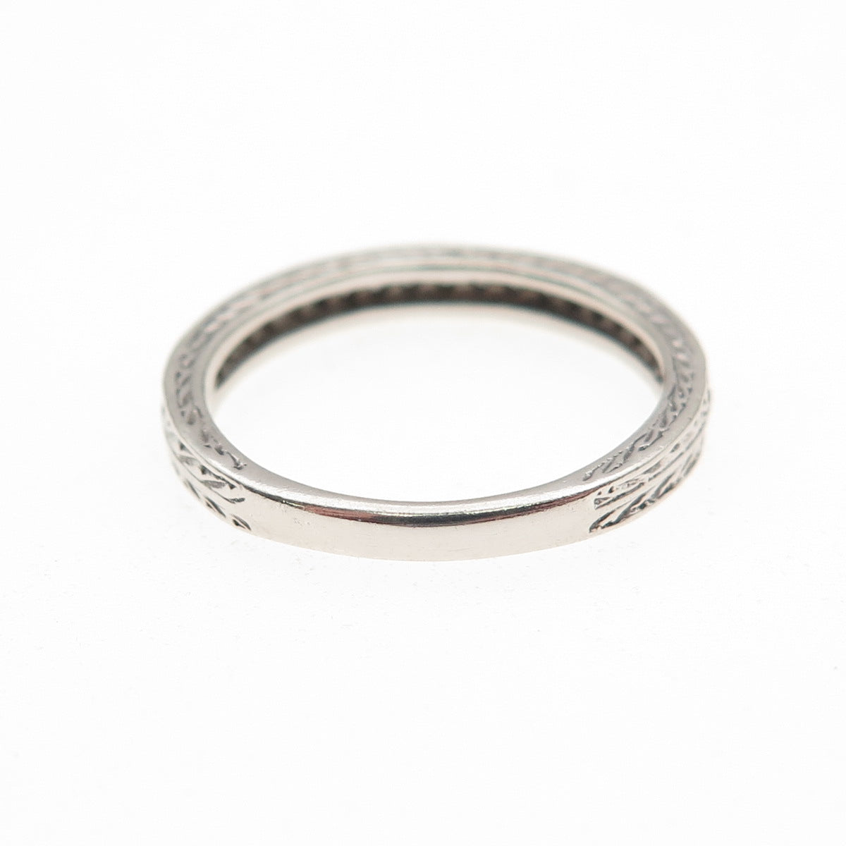 925 Sterling Silver Round-Cut C Z Half Eternity Stackable Band Ring Size 7