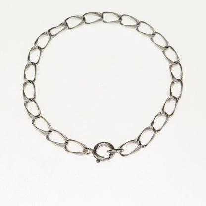 925 Sterling Silver Vintage Oval Curb Link Bracelet 7.25"