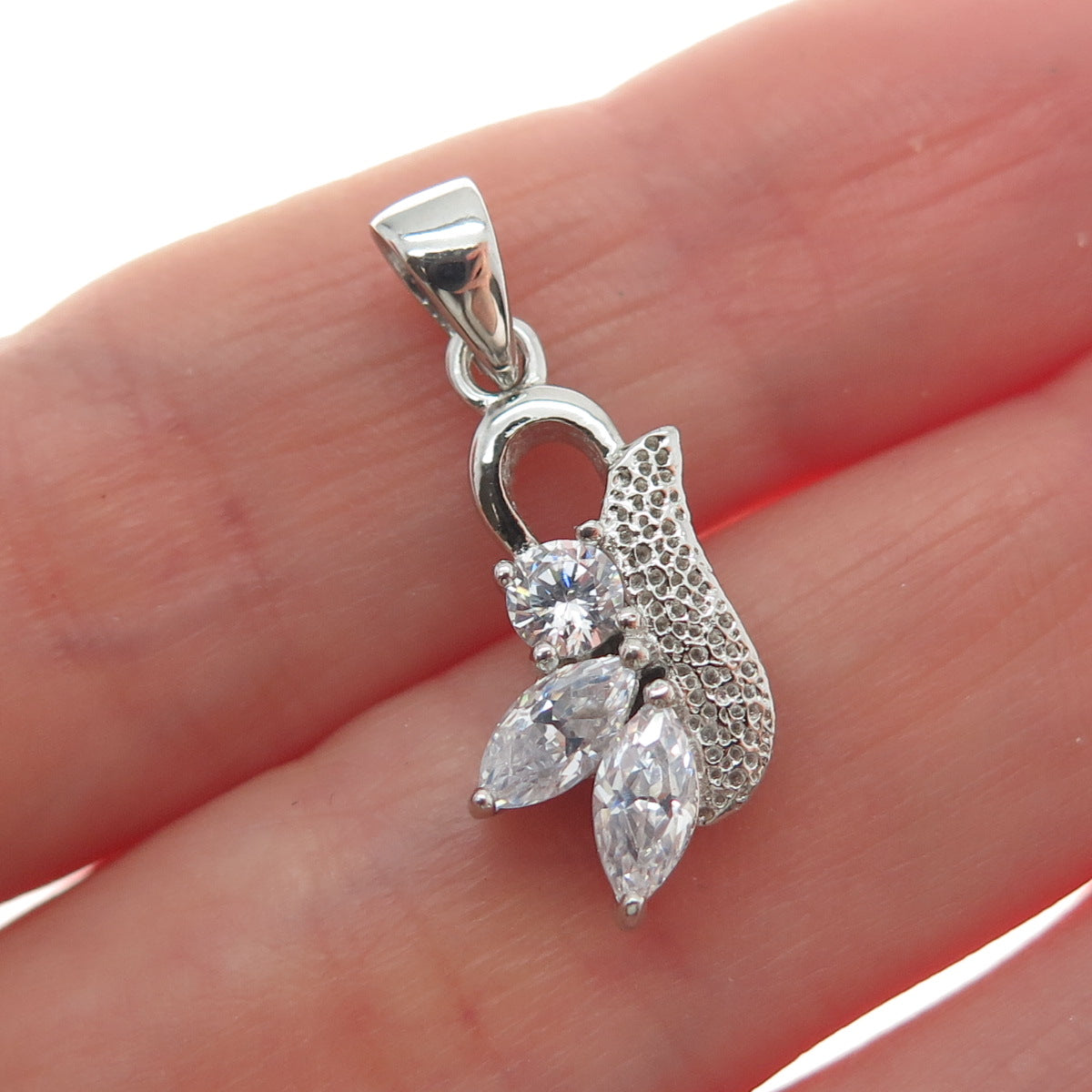 DBJ DEE BERKLE Sterling Silver Round & Marquise-Cut C Z Minimalist Charm Pendant