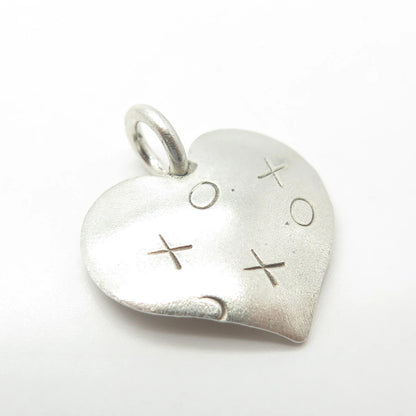 925 Sterling Silver Vintage XO - Kiss & Hug Heart Pendant