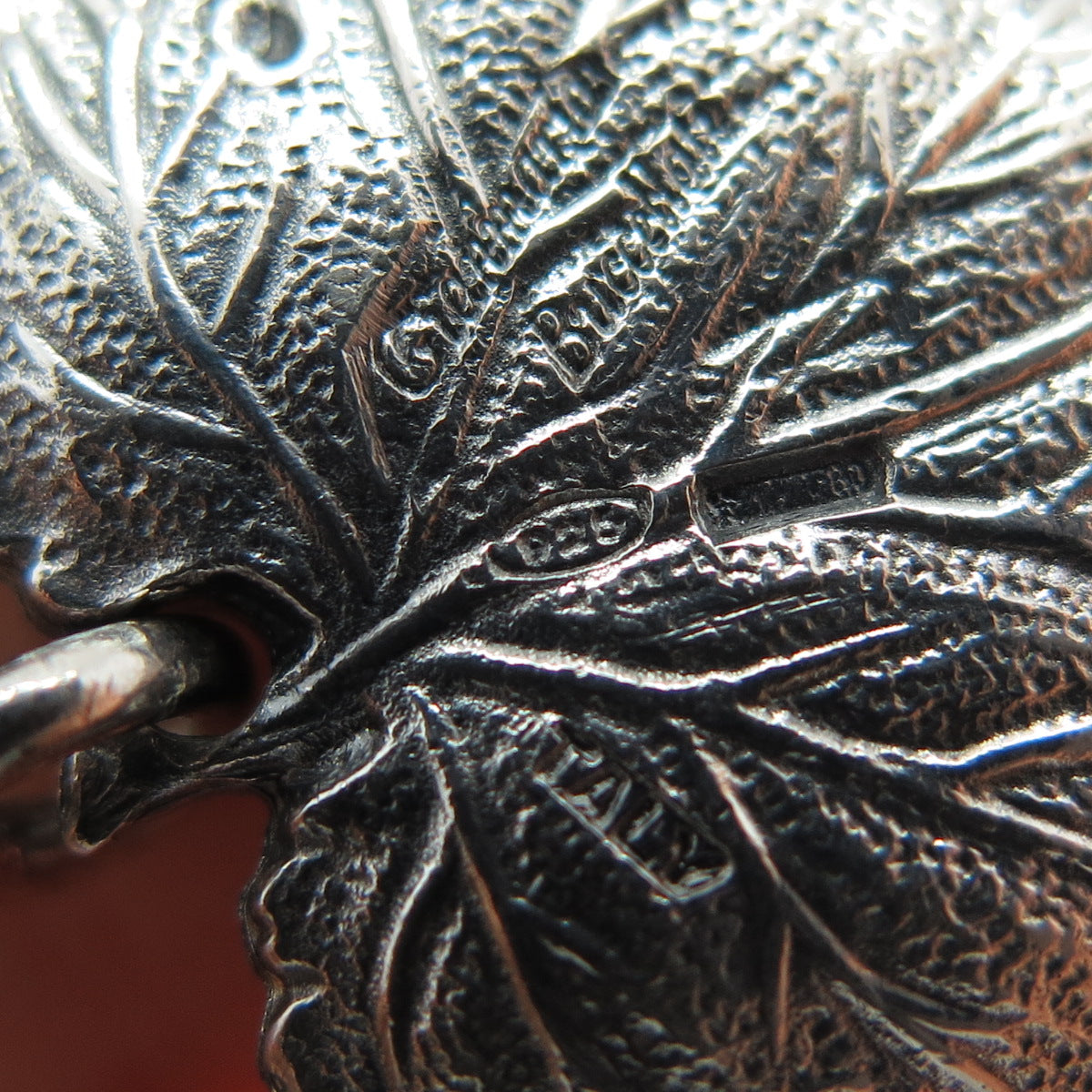 Gianmaria Buccellati 925 Sterling Silver Vintage Grape Leaf Oxidized Pendant