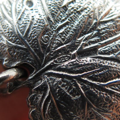 Gianmaria Buccellati 925 Sterling Silver Vintage Grape Leaf Oxidized Pendant