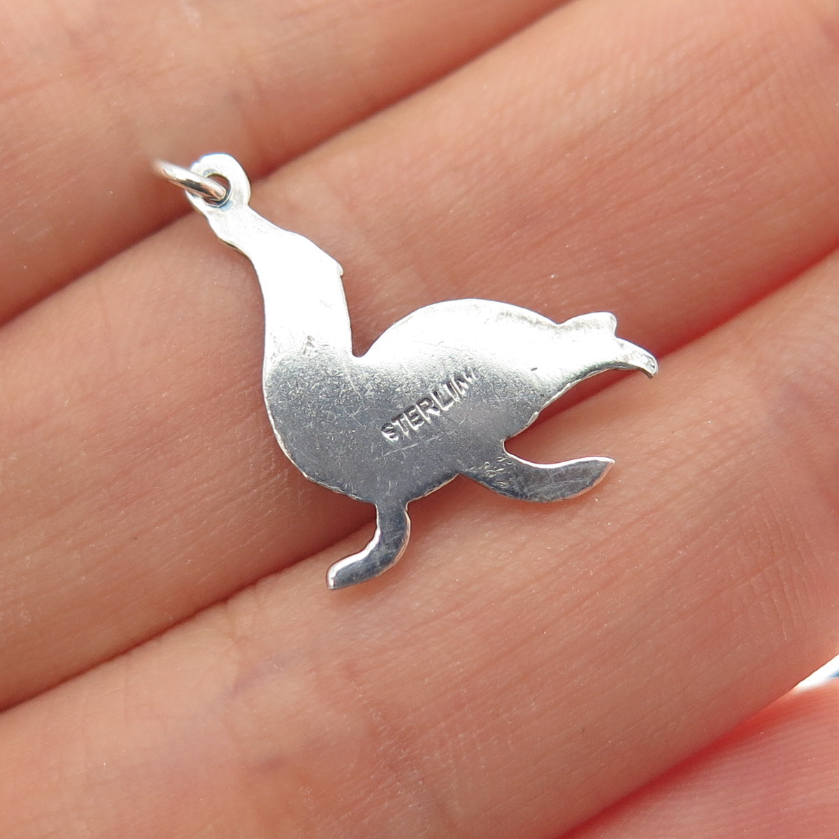 925 Sterling Silver Vintage Seal Oxidized Mini Charm Pendant