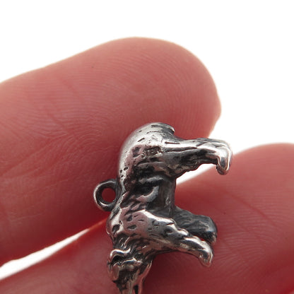 925 Sterling Silver Vintage Bear Oxidized 3D Mini Charm Pendant