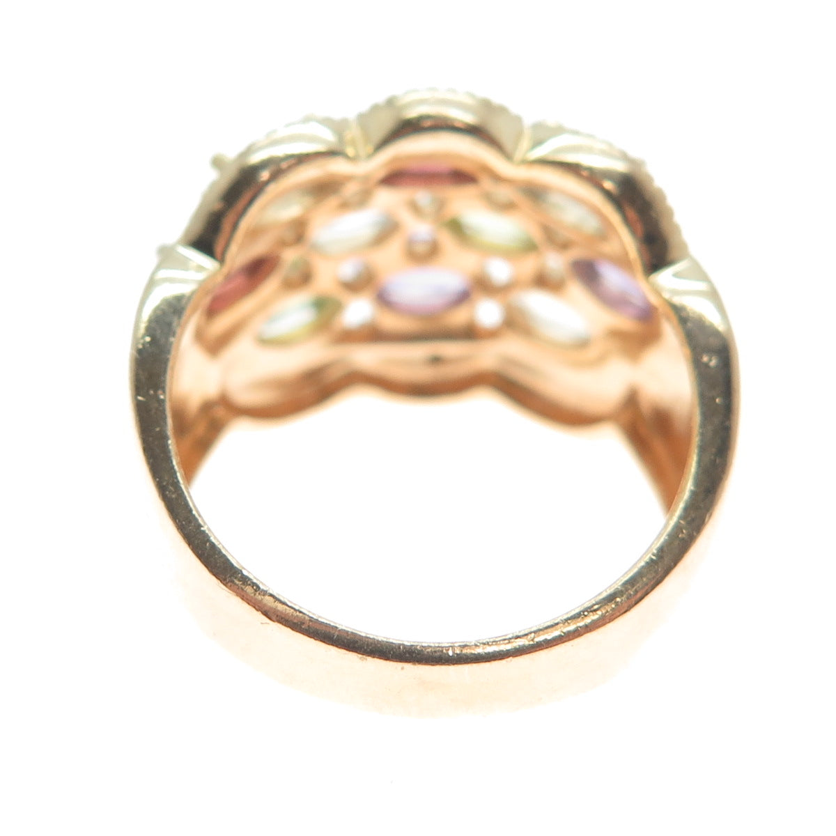 ROSS SIMONS Sterling Rose Gold Plated Diamond Accent & Multi-Gem Ring Size 7.25