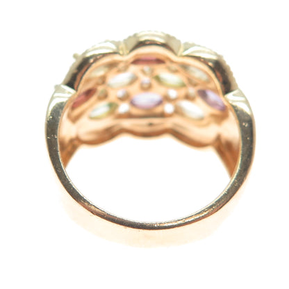 ROSS SIMONS Sterling Rose Gold Plated Diamond Accent & Multi-Gem Ring Size 7.25