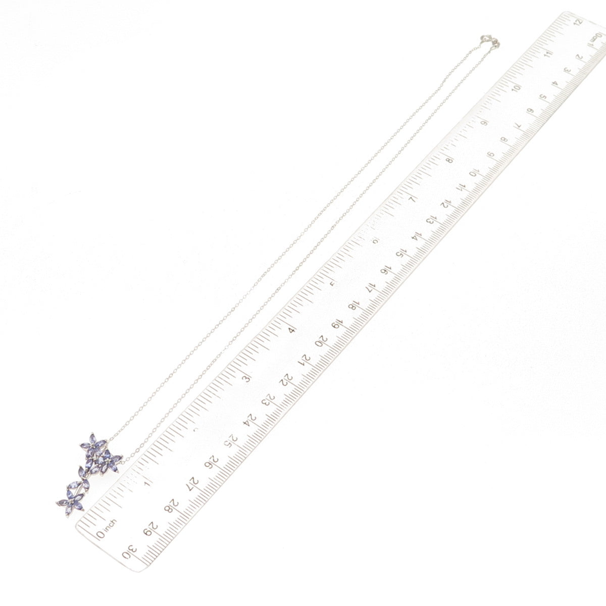 Chuck Clemency 925 Sterling Real Tanzanite White Topaz Floral Chain Necklace 20"
