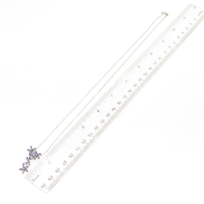 Chuck Clemency 925 Sterling Real Tanzanite White Topaz Floral Chain Necklace 20"