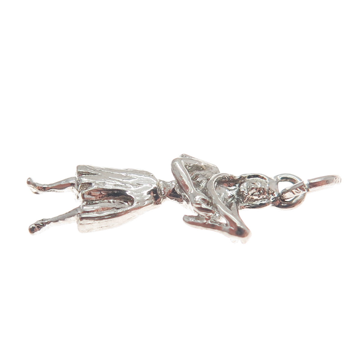 925 Sterling Silver Vintage Hula Dancer Minimalist 3D Charm Pendant