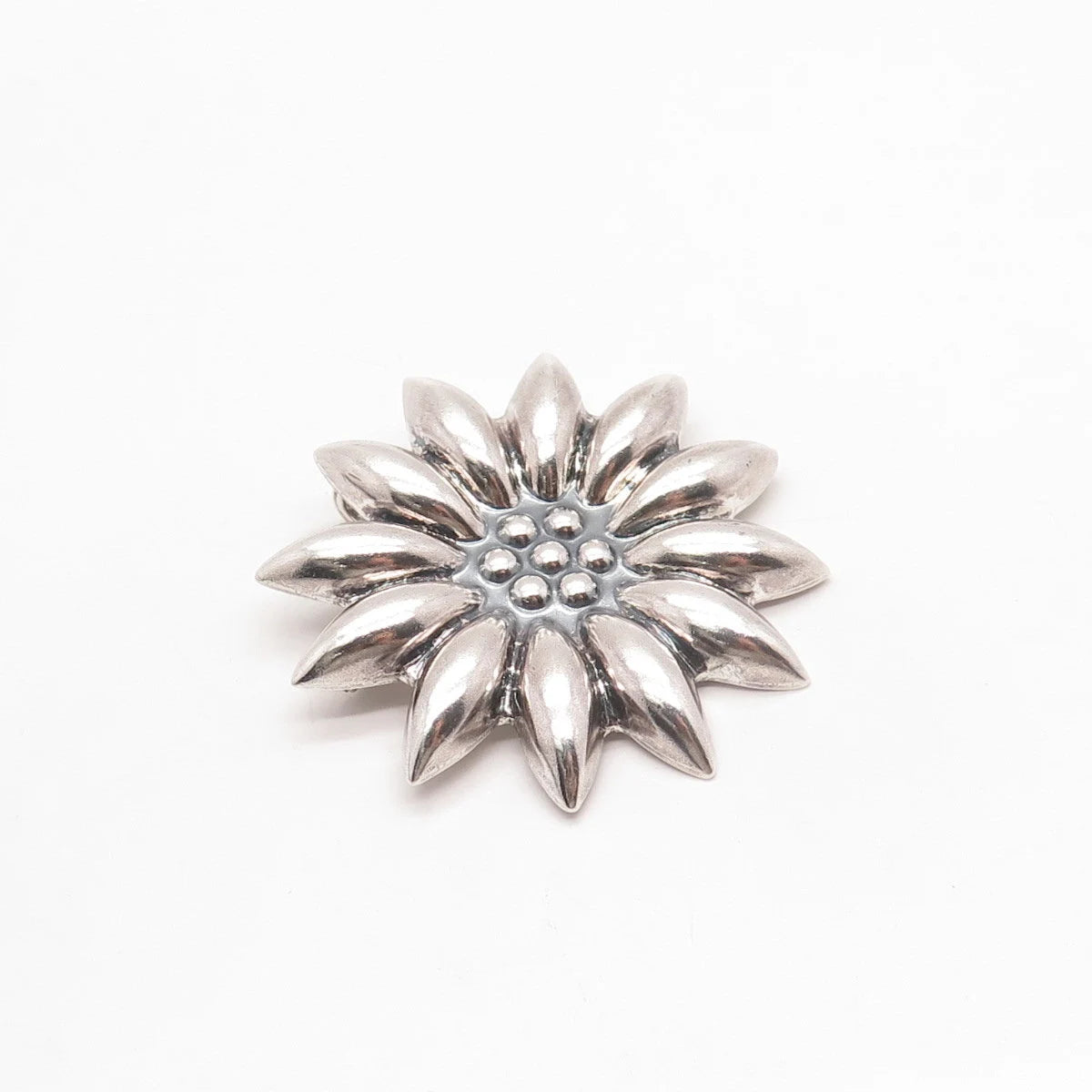925 Sterling Silver Vintage Mexico MWS Floral Pin Brooch / Pendant