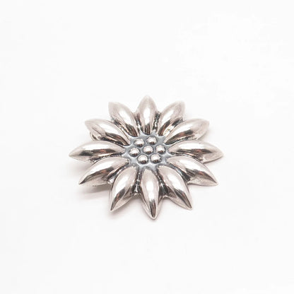 925 Sterling Silver Vintage Mexico MWS Floral Pin Brooch / Pendant