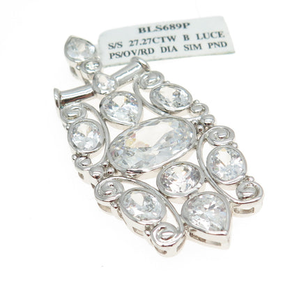 925 Sterling Silver Multi-Cut Simulated-Diamond C Z Cluster Slide Pendant