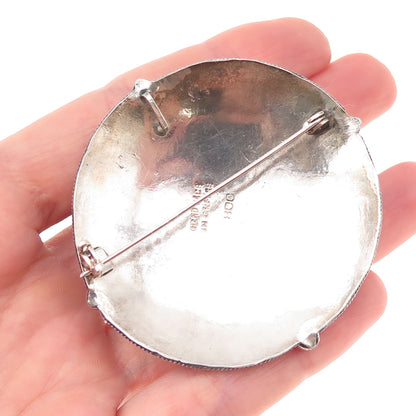 800 Silver Vintage Greece Murano Glass Star Oxidized Pin Brooch / Pendant