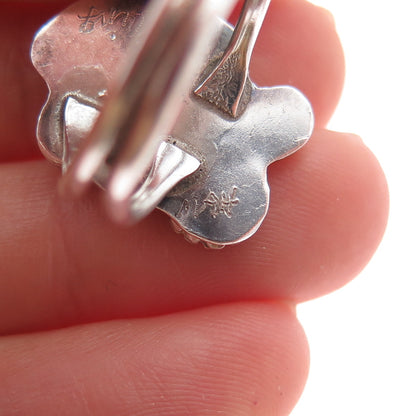 Old Pawn Sterling Silver Vintage MAH Artisan Feather & Flower Tribal Ring Size 6