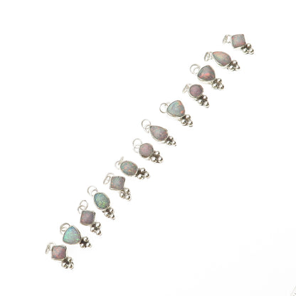 D’Anz Old Pawn 925 Sterling Silver Vintage SET of 13 Opal Tribal Charm Pendants