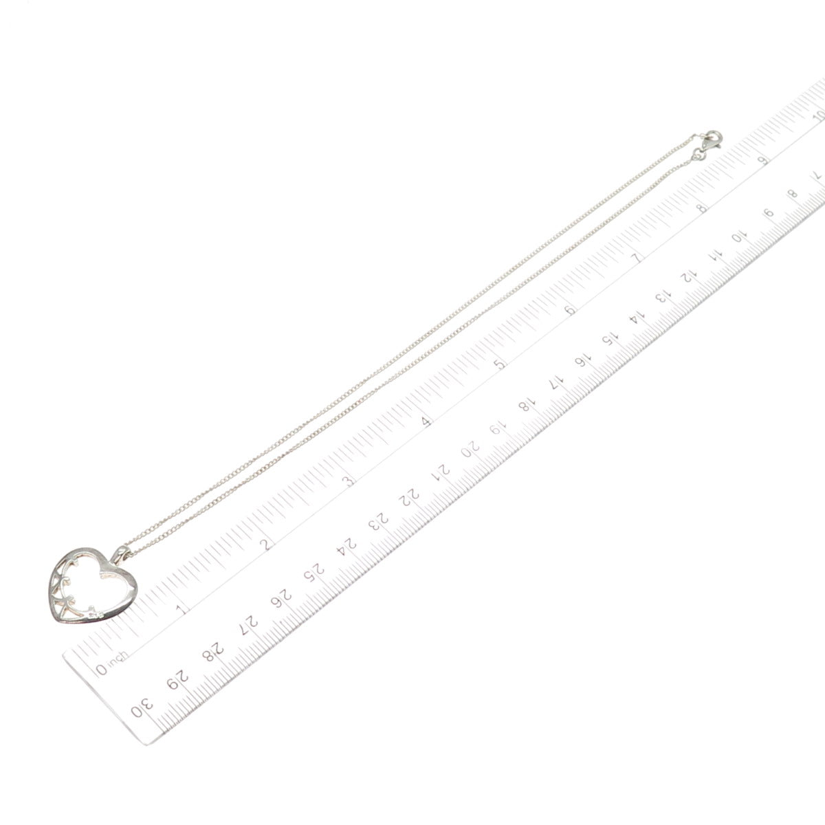 WARMET 925 Sterling Silver Vintage Poland Modernist Heart Chain Necklace 16"