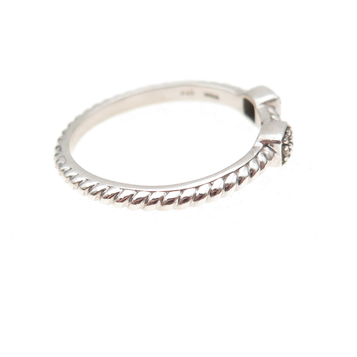925 Sterling Silver Real Round-Cut Diamond Station Ring Size 9.25