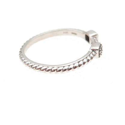 925 Sterling Silver Real Round-Cut Diamond Station Ring Size 9.25
