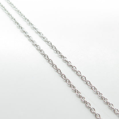 925 Sterling Silver Round-Cut Shaped White C Z Cable Chain Necklace 16"