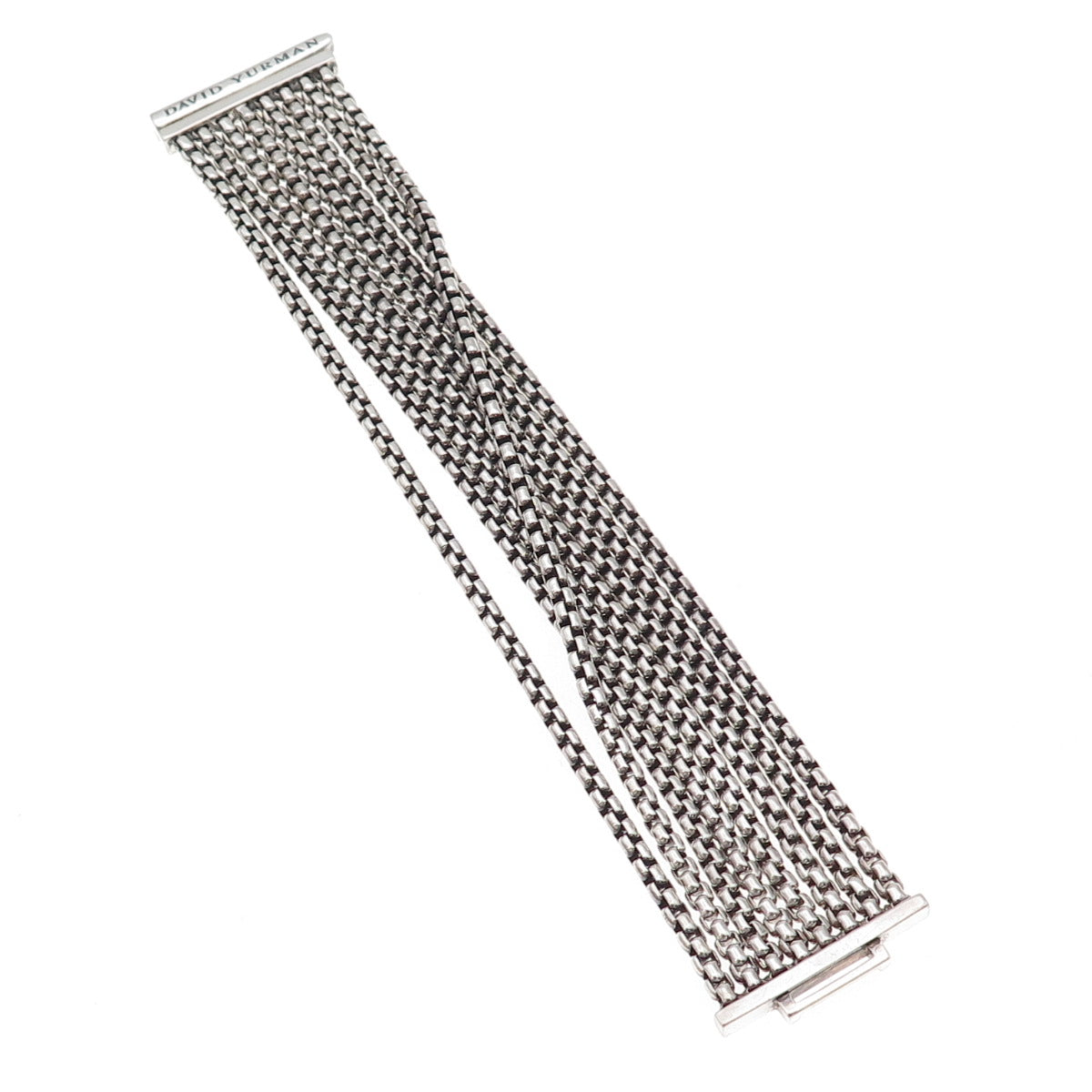 David Yurman 925 Sterling Silver Vintage Box Chain 8-Row Bracelet 6.75"