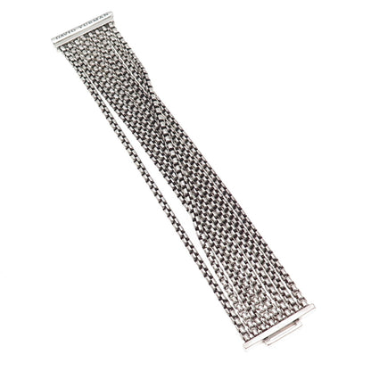 David Yurman 925 Sterling Silver Vintage Box Chain 8-Row Bracelet 6.75"