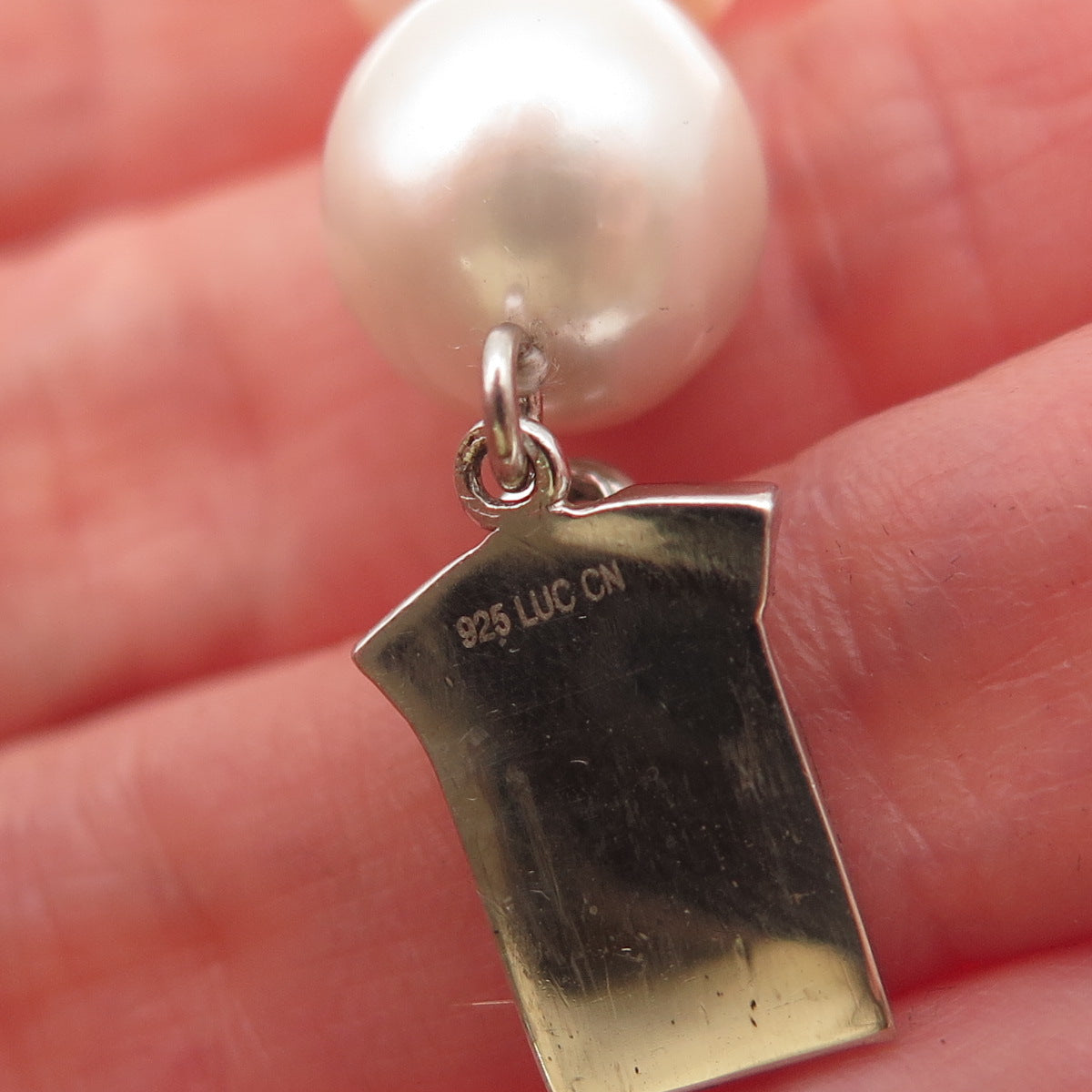 LUCAS LAMETH Sterling Silver Vintage Rhinestone Real Pearl Beaded Necklace 18"