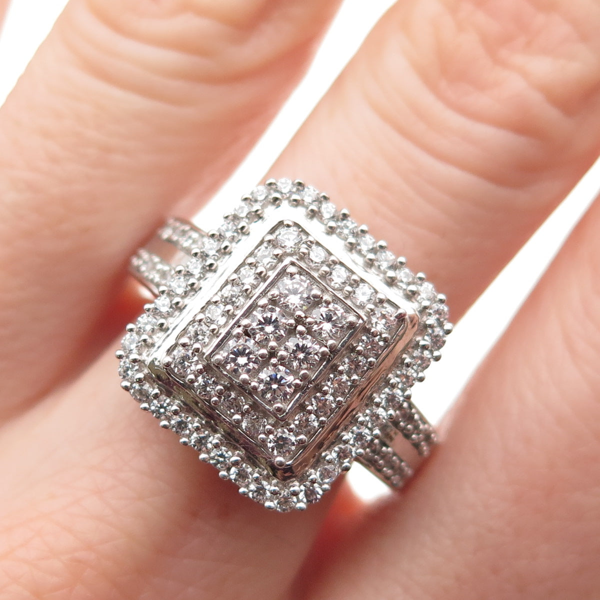 925 Sterling Silver Round-Cut C Z Promise Ring Size 9