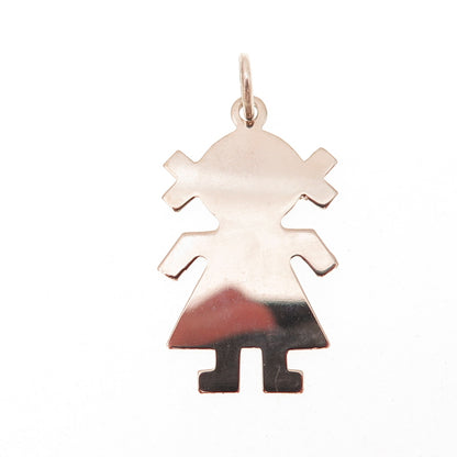 925 Sterling Silver Vintage Girl Tag Charm Pendant