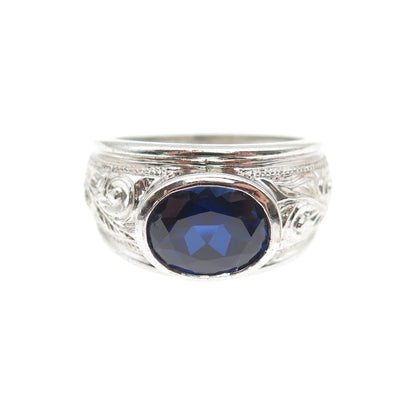 CHATEAU D'ARGENT 925 Sterling Silver Vintage Lab-Created Sapphire Ring Size 8