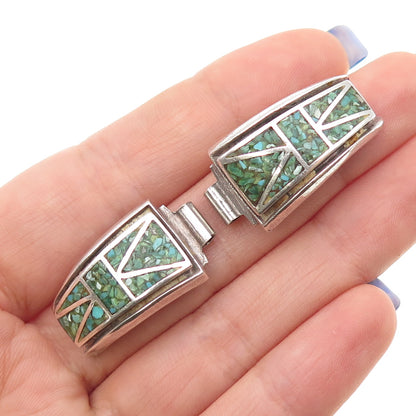 Old Pawn 925 Sterling Silver Vintage Southwestern Turquoise Inlay Watch Band