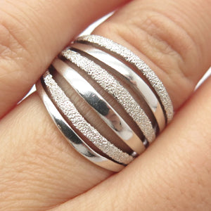 925 Sterling Silver Vintage RCI Multi-Bar Ring Size 6.5