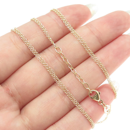 925 Sterling Silver Gold Plated Double Cable Chain Necklace 16-17"