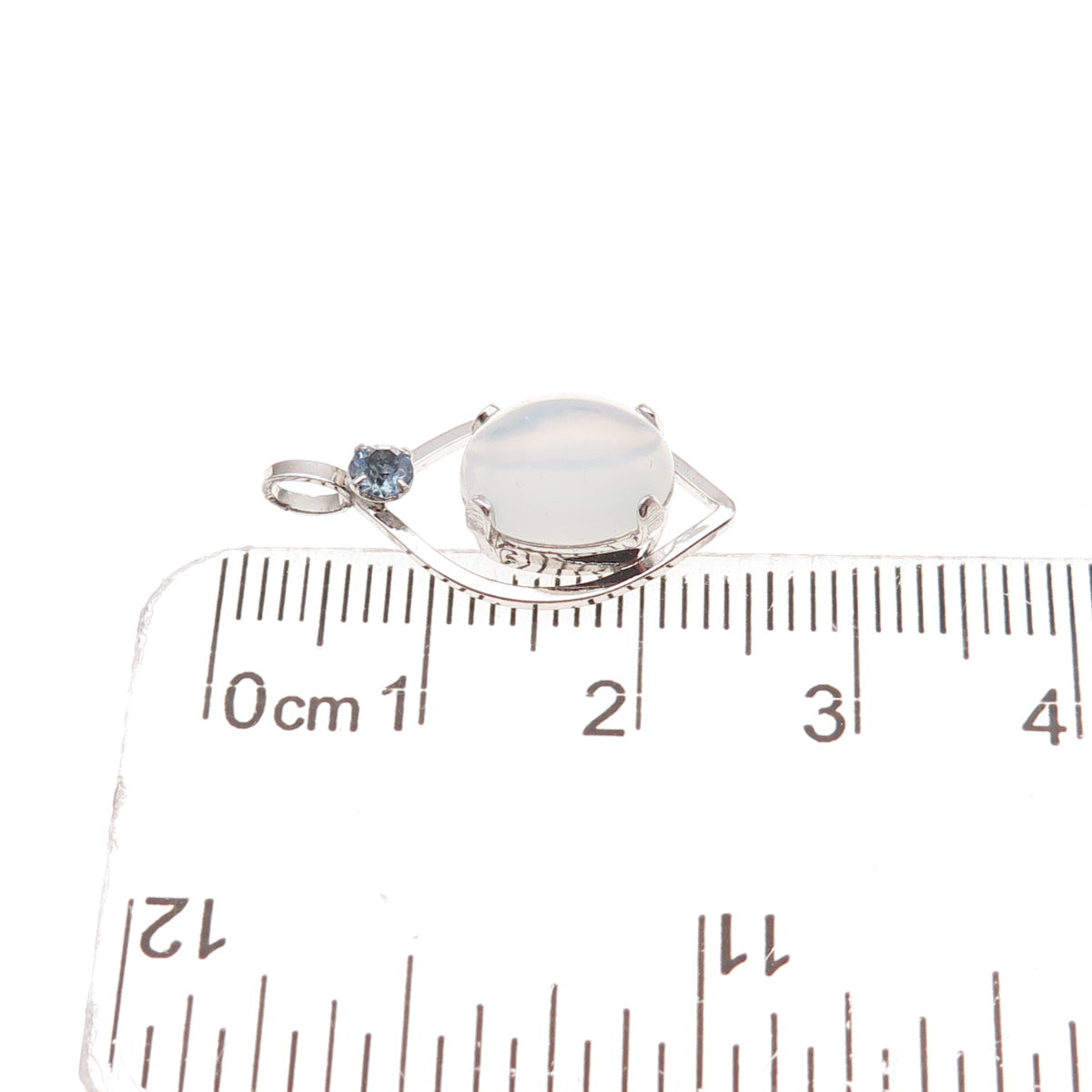 Van Dell 925 Sterling Silver Vintage Rhinestone & Opalite Charm Pendant
