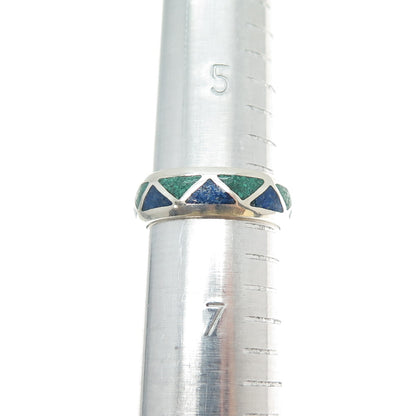 COP CASTINGS ON PARADE 925 Sterling Vintage Turquoise Lapis Inlay Ring Size 6.25