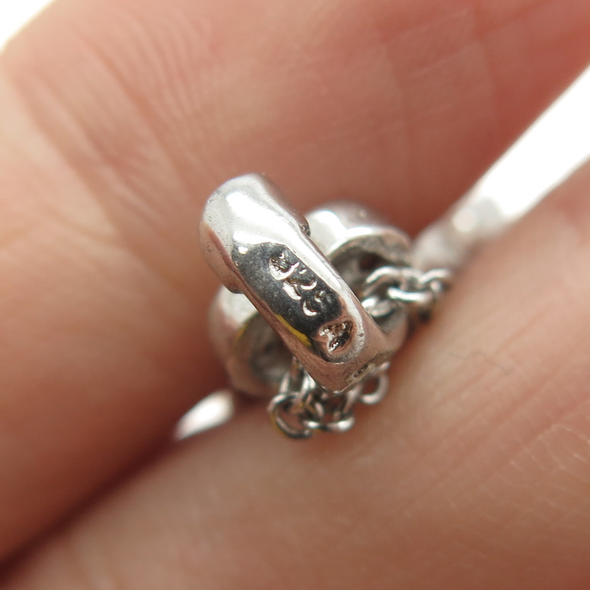 925 Sterling Silver Pave C Z Rolo Chain Necklace 16"