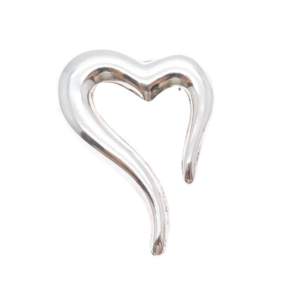 BOMA 925 Sterling Silver Vintage Modernist Heart Pin Brooch