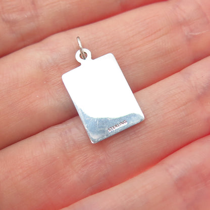 925 Sterling Silver Red Enamel Policy Fun & Freedom Minimalist Charm Pendant