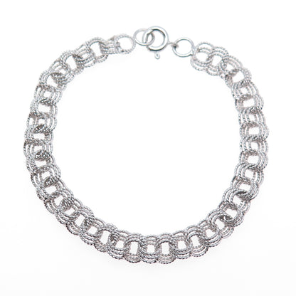 925 Sterling Silver Vintage Triple Bismark Rolo Link Bracelet 6.75"