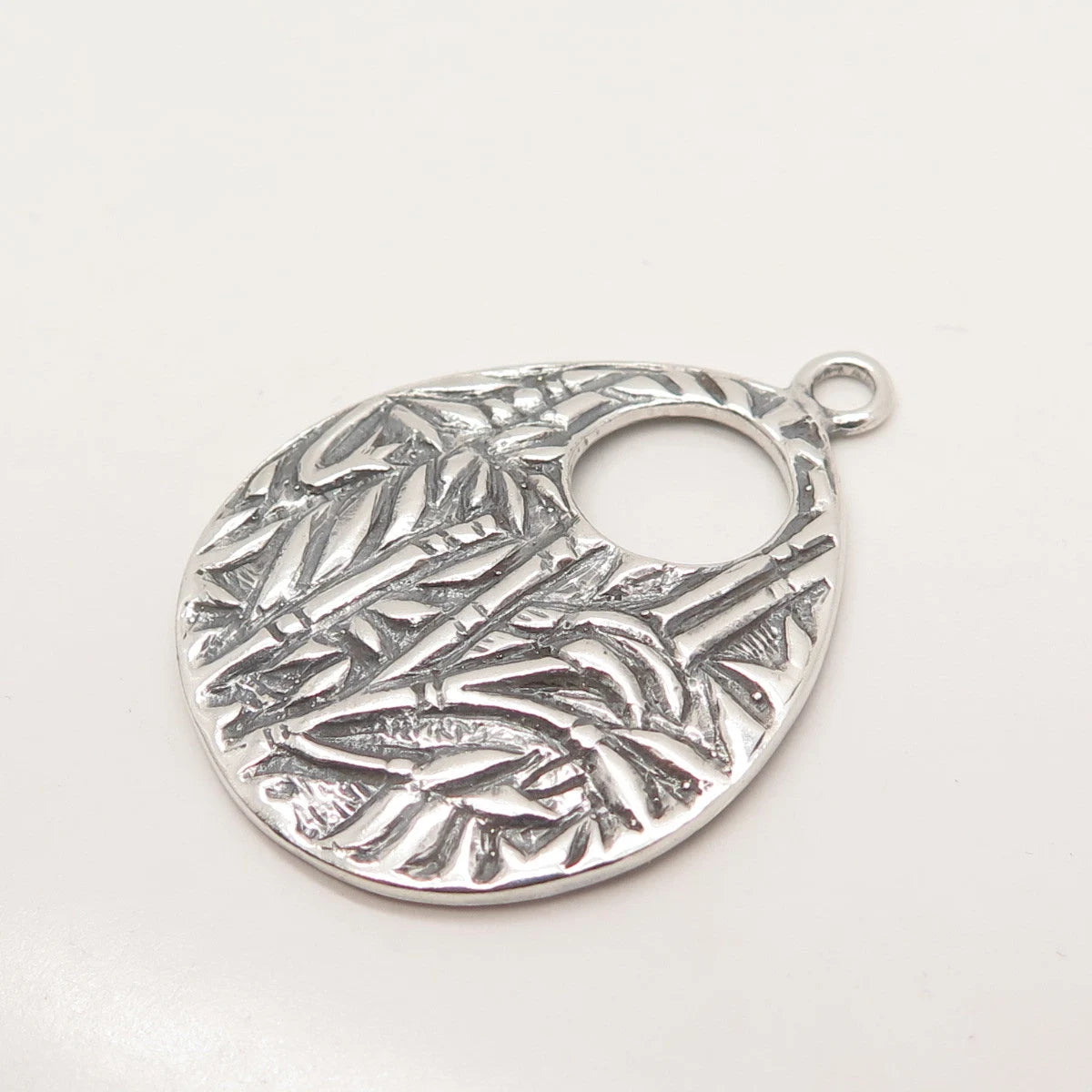 925 Sterling Silver Vintage Bamboo Plant Pendant