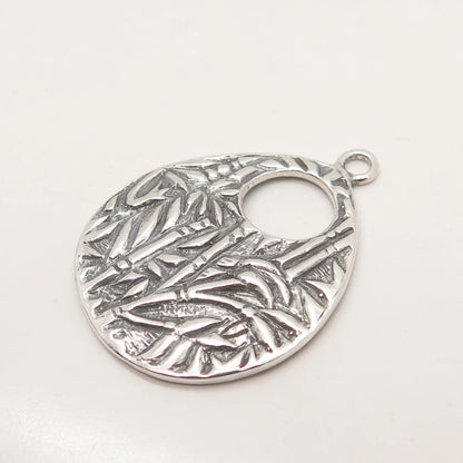 925 Sterling Silver Vintage Bamboo Plant Pendant
