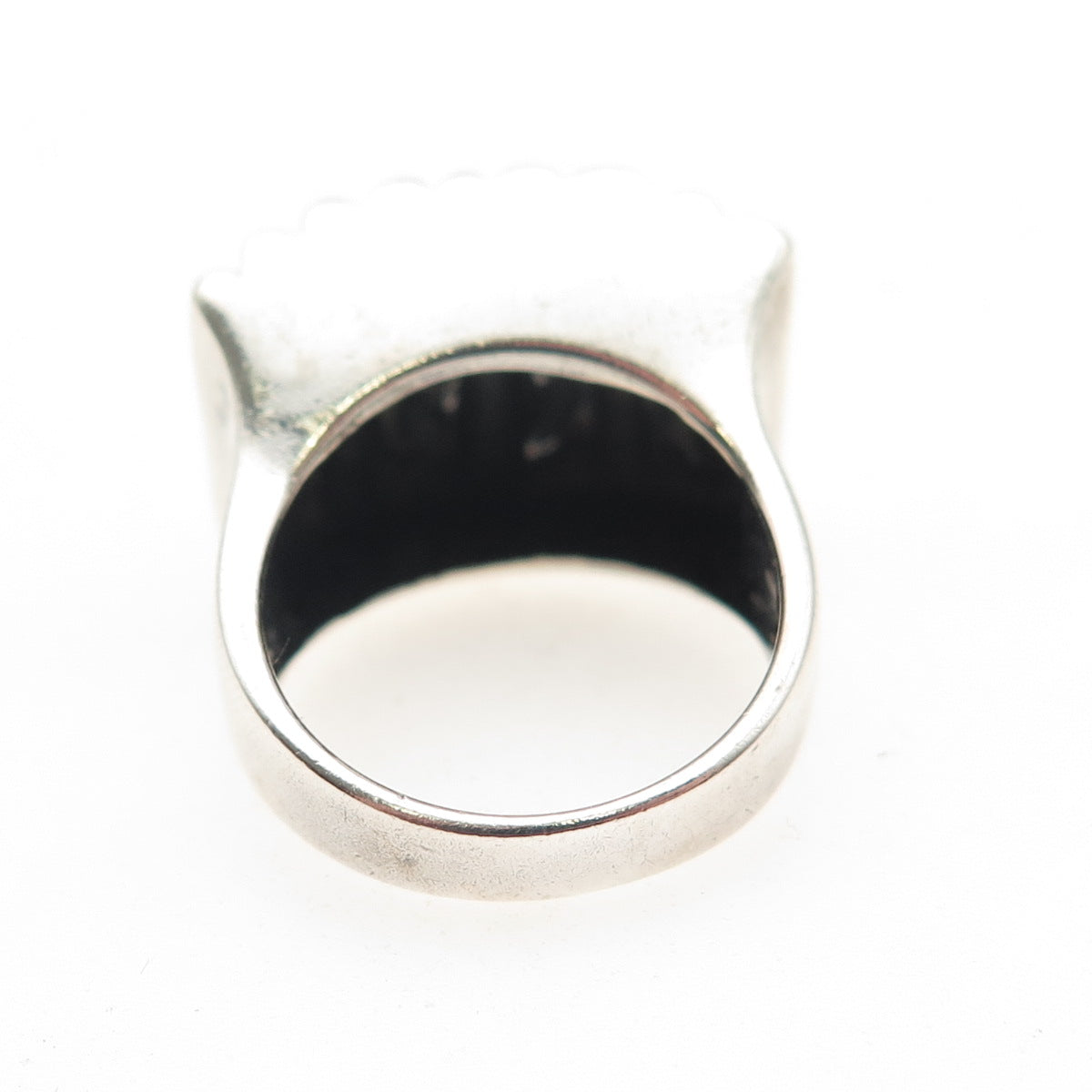 Chapal Zenray Sterling Silver Vintage Modernist Ribbed Oxidized Ring Size 6.75