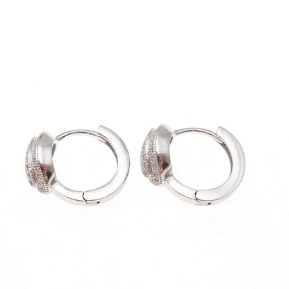 925 Sterling Silver Round-Cut C Z Hoop Earrings