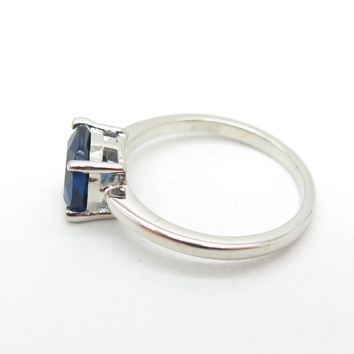 DAZZLERS 925 Sterling Silver Nano Sapphire Ring Size 5