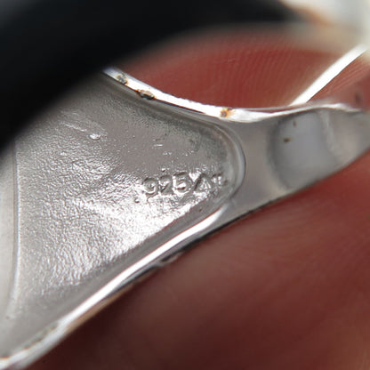 925 Sterling Silver Enamel Pressed-Painted Oval Statement Ring Size 8.5