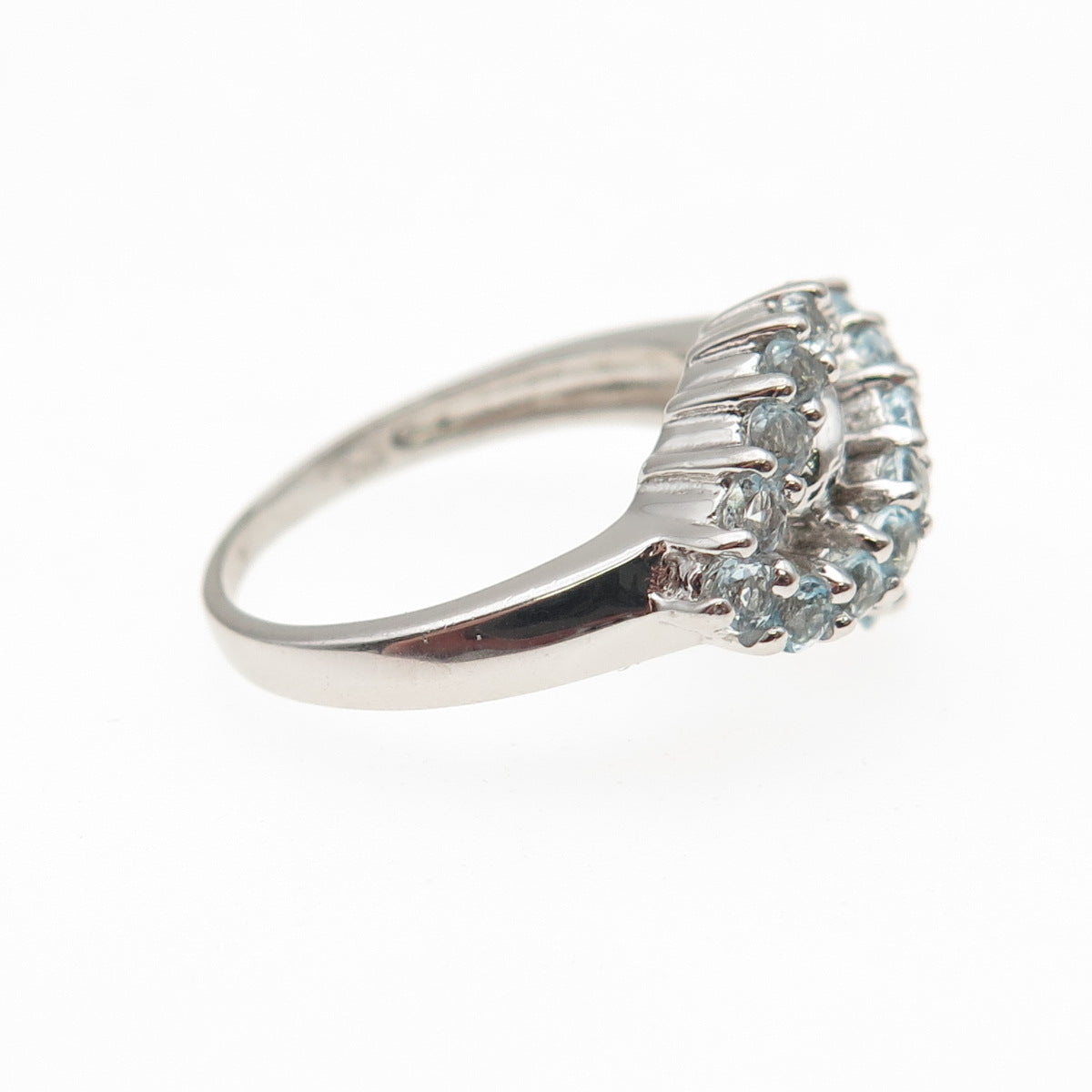 925 Sterling Silver Real Round-Cut Blue Topaz Infinity Ring Size 5.75