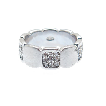 925 Sterling Silver Round-Cut Shaped C Z Panel Band Ring Size 7