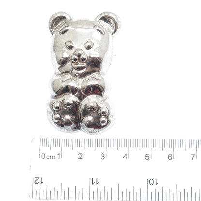 925 Sterling Silver Vintage Mexico Teddy Bear Pin Brooch / Pendant